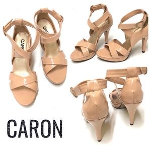 Caron “Claudia” Patent Leather Strap Heels